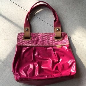 FOSSIL Keyper pink coated canvas tote